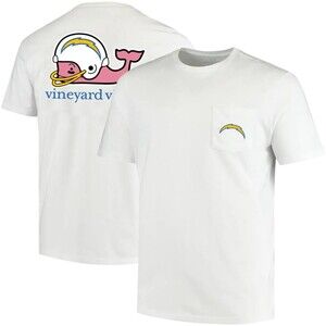 Vineyard Vines White Los Angeles Chargers Whale Helmet NFL T-Shirt Size 2XL